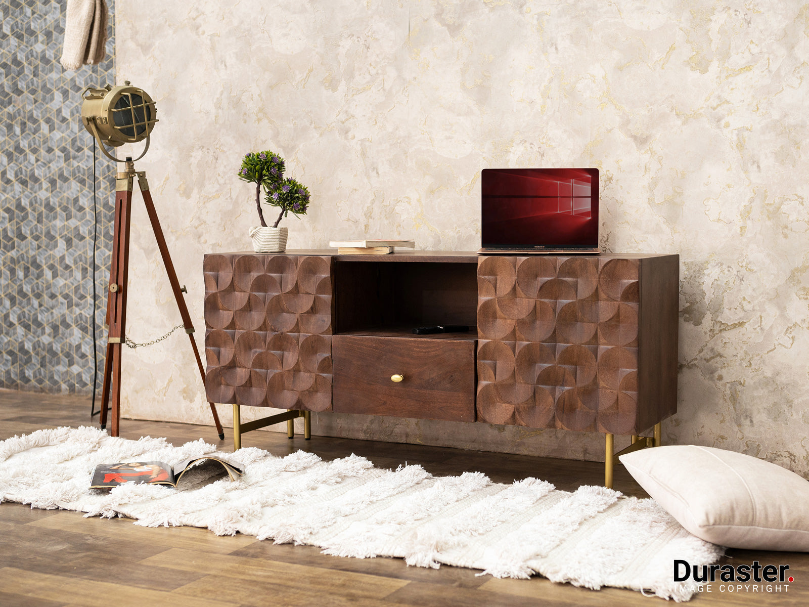 Dudi Furniture El Monte Mango Wood TV Unit