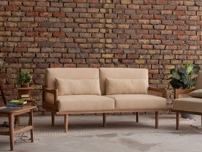 Dudi Furniture New York Modern 2 Seater Wooden Sofa