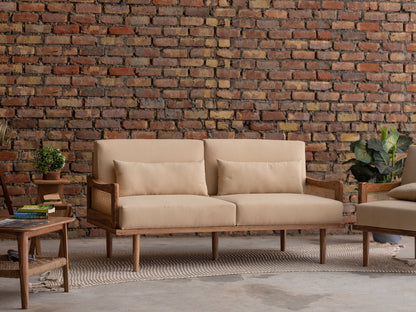 Dudi Furniture New York Modern 3 Seater Wooden Sofa