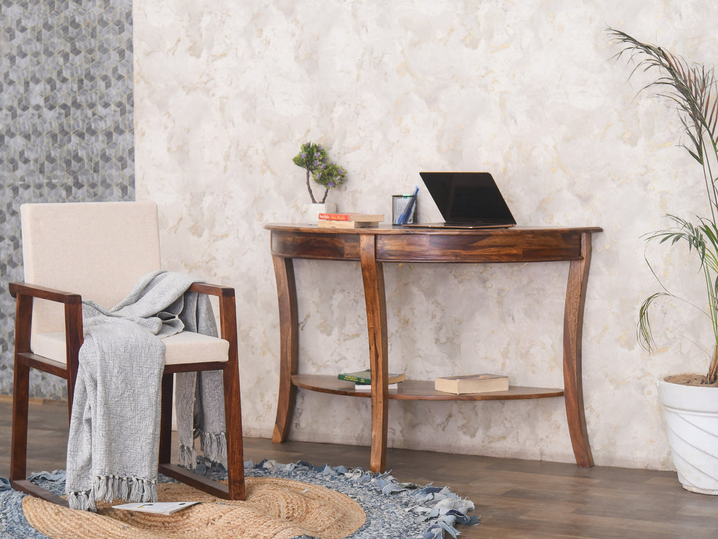 Dudi Furniture Vismit Solid Sheesham Wood Console Table