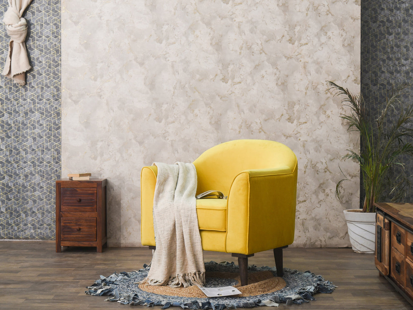 Dudi Furniture Kayra Upholstered Armchair Yellow