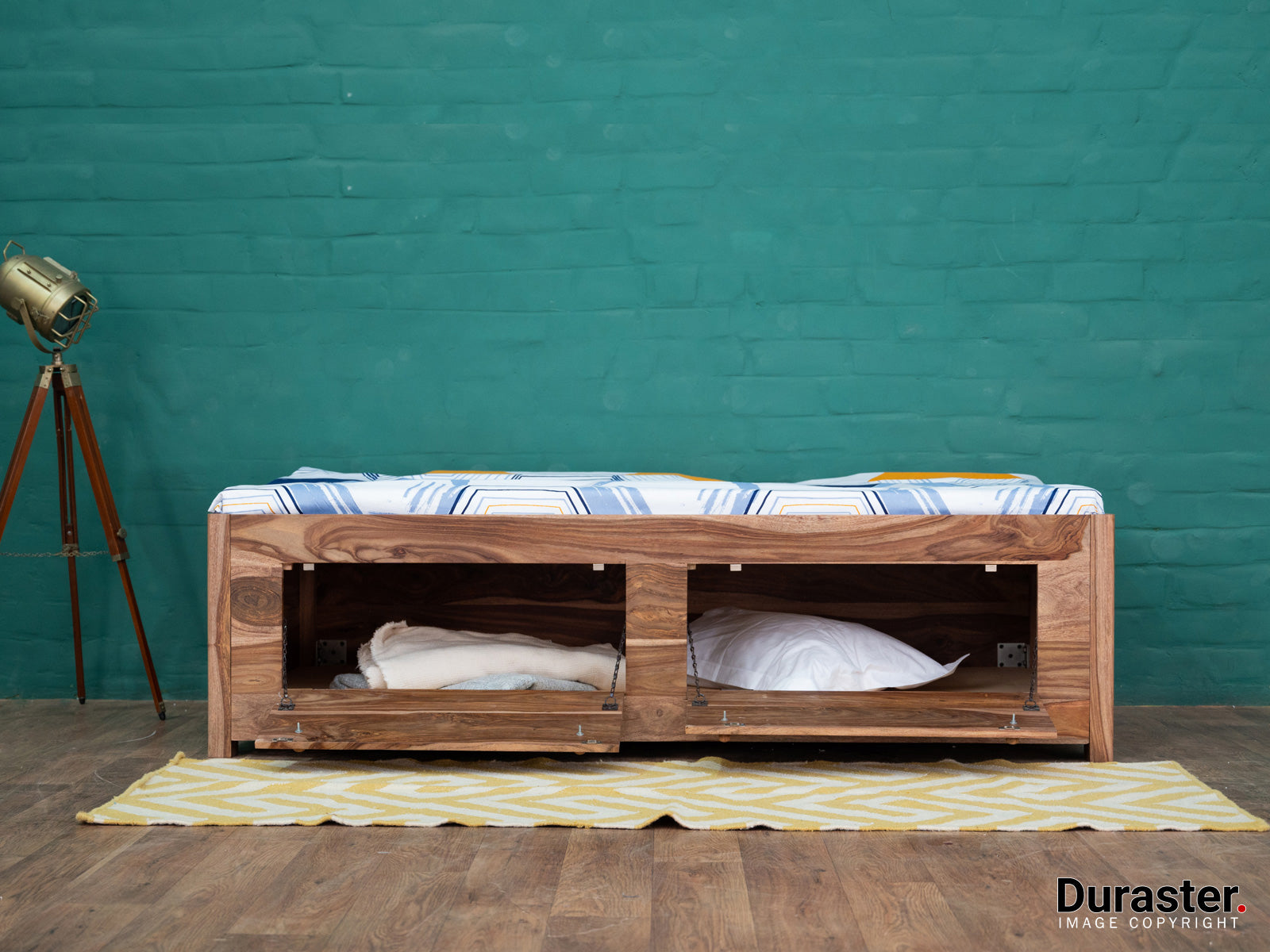 Dudi Furniture Hawkin Solid Wood Diwan Bed with Storage