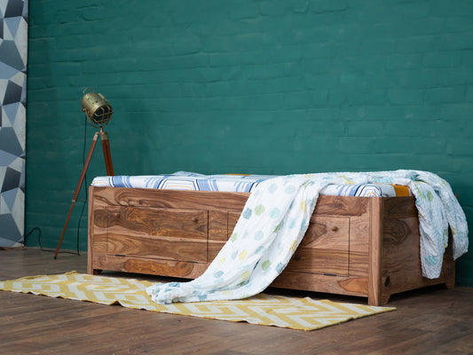 Dudi Furniture Hawkin Solid Wood Diwan Bed with Storage
