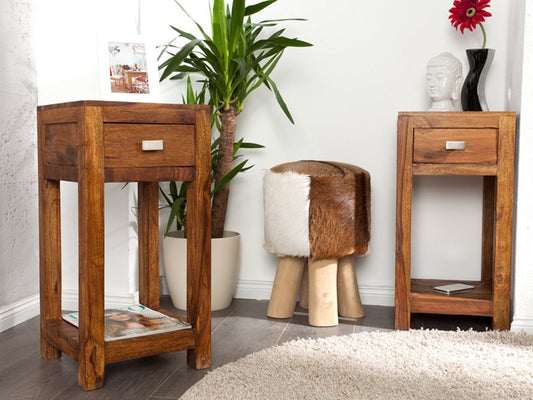 Dudi Furniture Rio Sheesham Wood Bedside Table with Drawer