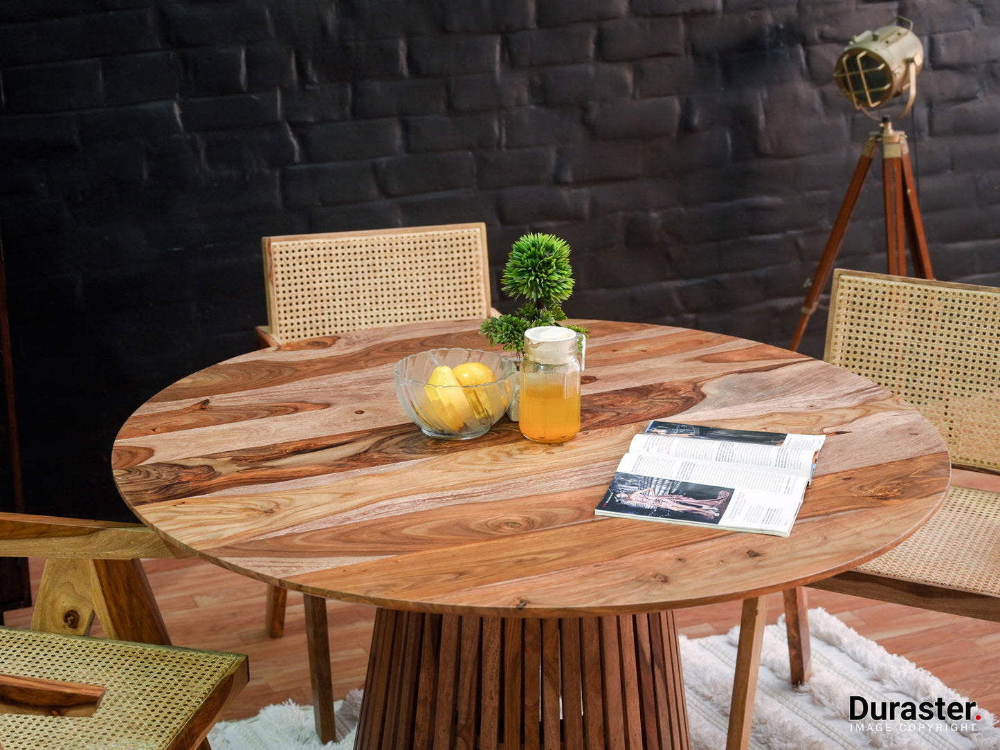 Dudi Furniture Nature Round Dining Table Set 4 Seater