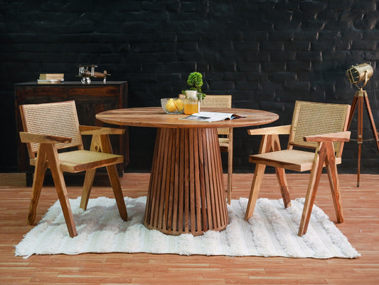 Dudi Furniture Nature Round Dining Table Set 4 Seater