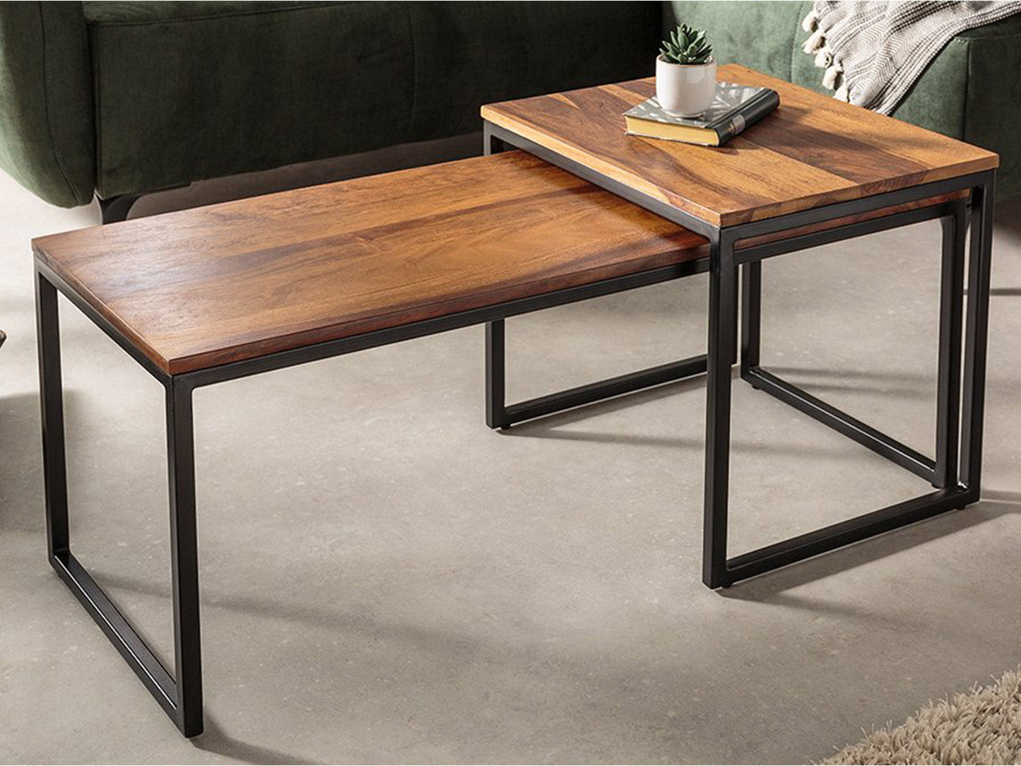 Dudi Furniture Elementary Stylish Sheesham wood Set of 2 Coffee Table