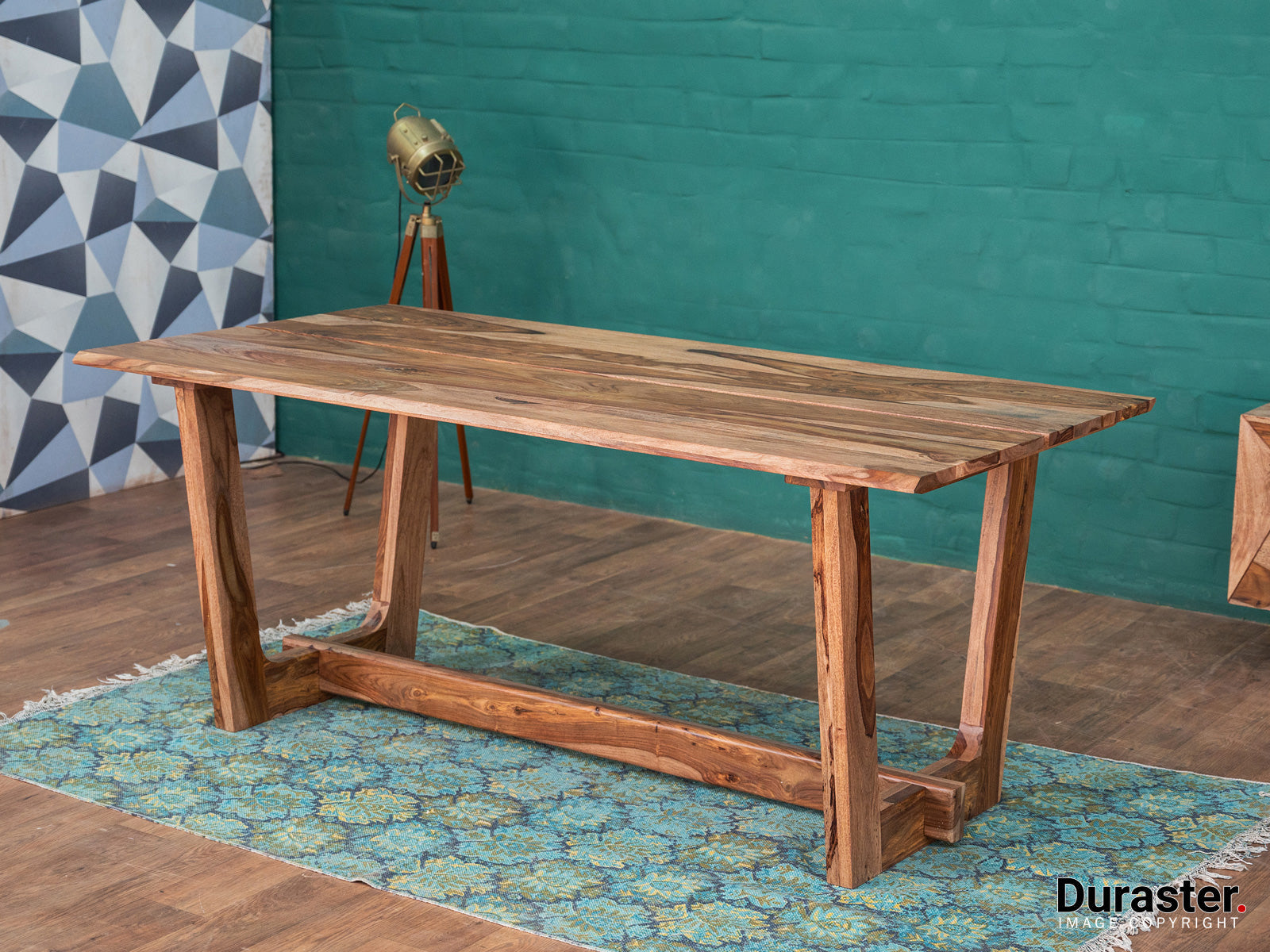 Dudi Furniture Hawkin Solid Wood Dining Table Set 6 Seater