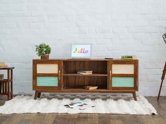 Dudi Furniture Florida Vintage Sheesham Wood TV Unit