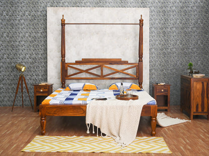 Dudi Furniture Ummed Two Poster Solid Sheesham wood Modern Canopy