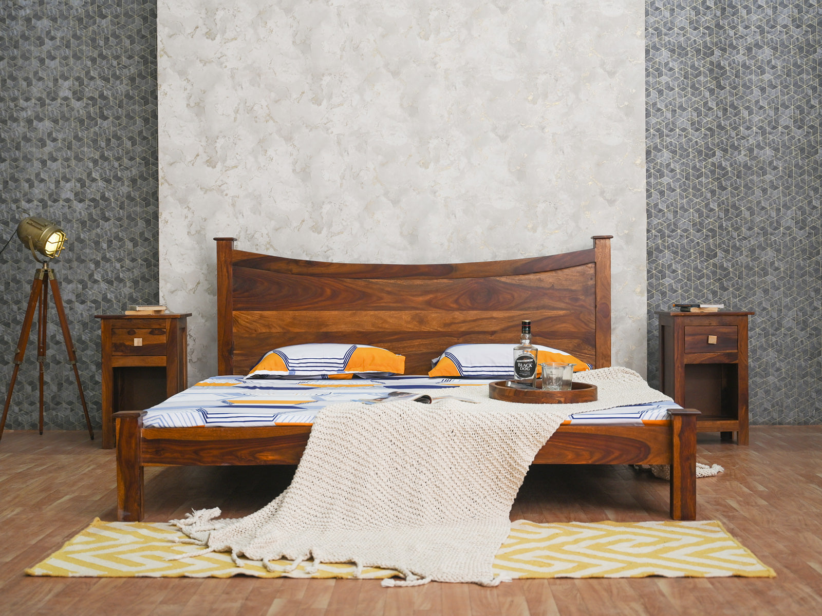 Dudi Furniture Vismit Solid Sheesham Wood King Size Bed
