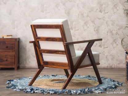 Dudi Furniture Vismit Modern Sheesham Wood Lounge Chair