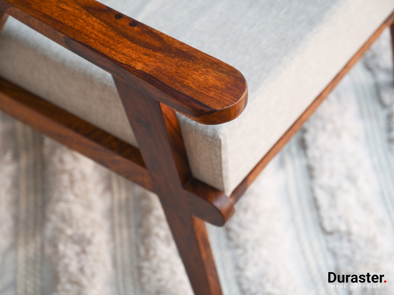 Dudi Furniture Vismit Modern Sheesham Wood Lounge Chair With Cane Work