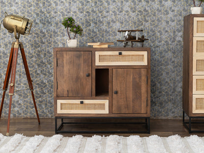 Dudi Furniture Irish Modern Sideboard Cabinet With Cane Work