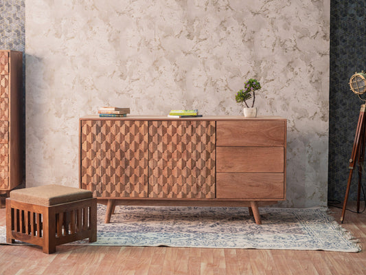 Dudi Furniture Diamond Wooden Sideboard Cabinet