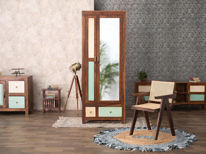 Dudi Furniture Florida Vintage Sheesham Wood Wardrobe Cabinet
