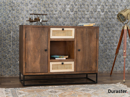 Dudi Furniture Irish Wooden Sideboard Cabinet With Cane Work