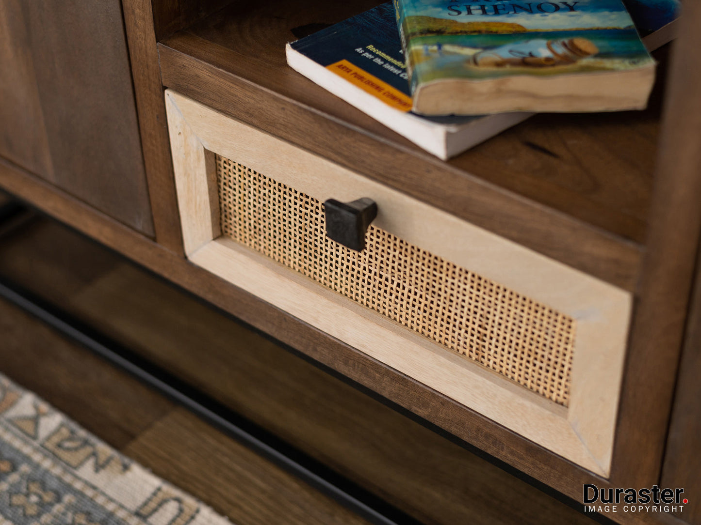 Dudi Furniture Irish Wooden Sideboard Cabinet With Cane Work