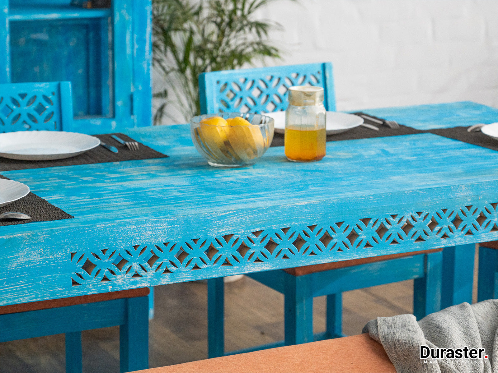 Dudi Furniture Florida Wood Dining Table Set 6 Seater