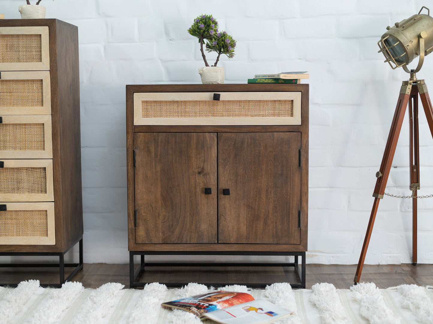 Dudi Furniture Irish Sideboard Cabinet With Cane Work