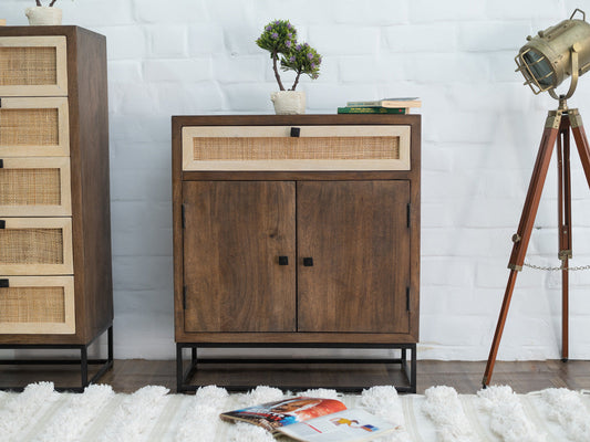Dudi Furniture Irish Sideboard Cabinet With Cane Work