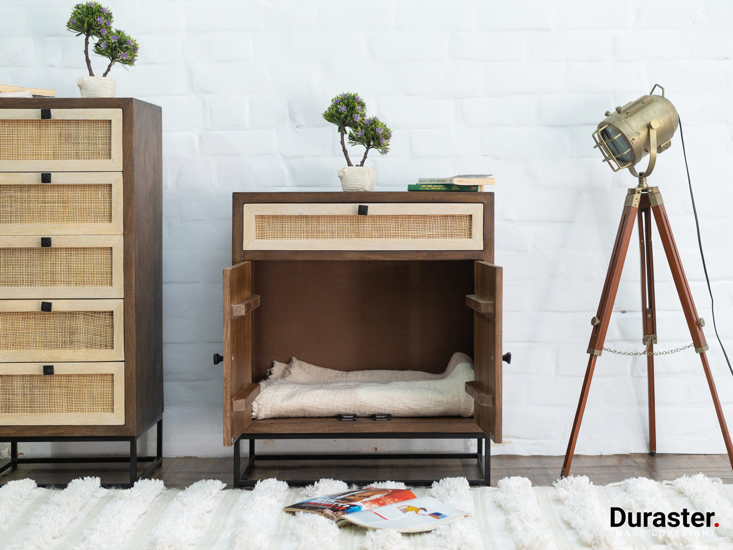 Dudi Furniture Irish Sideboard Cabinet With Cane Work