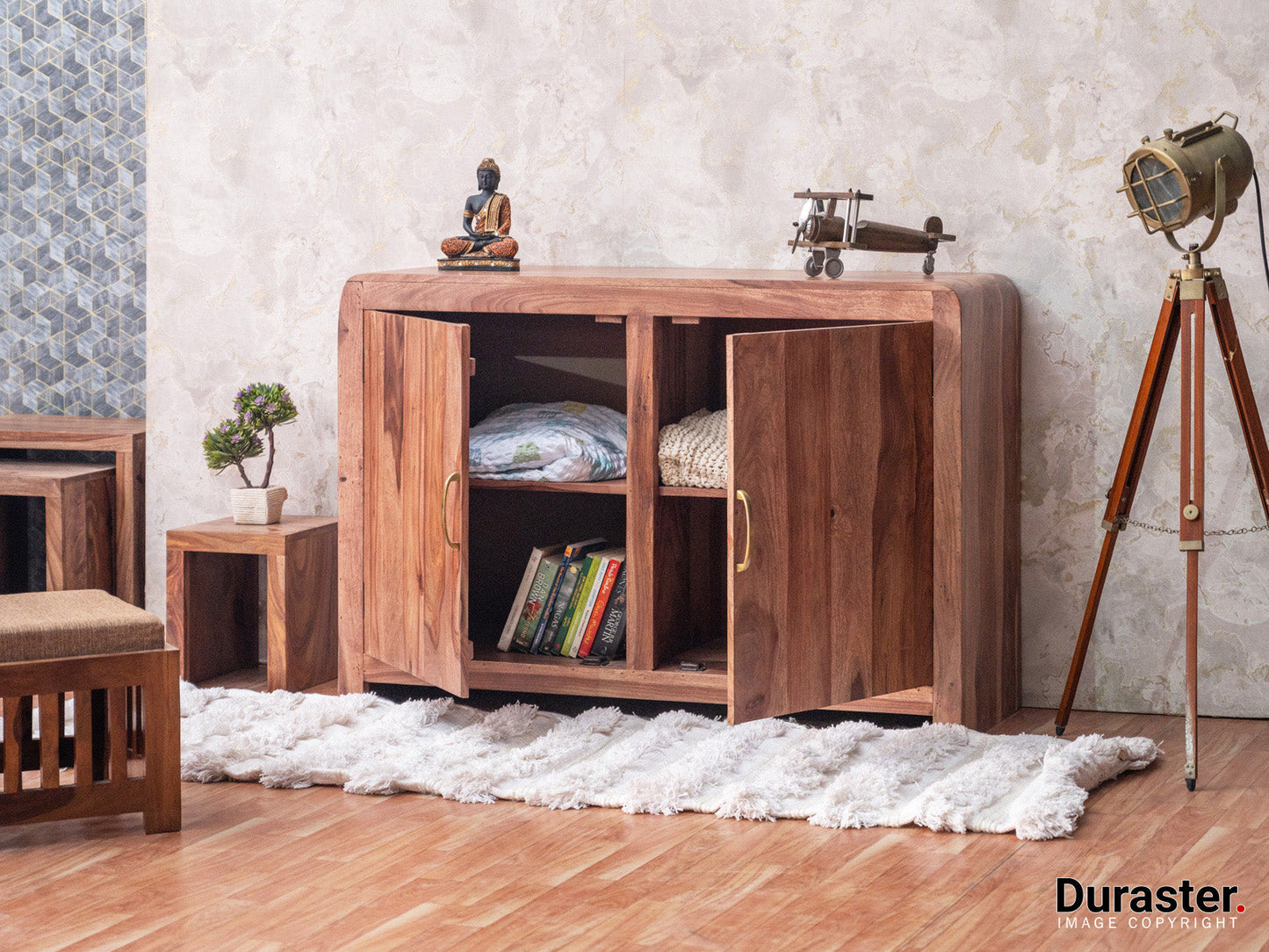 Dudi Furniture Hawkin Solid Wood Sideboard Cabinet
