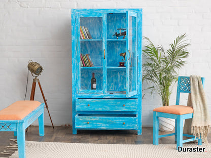 Dudi Furniture Florida Vintage Acacia Wood Display Cabinet