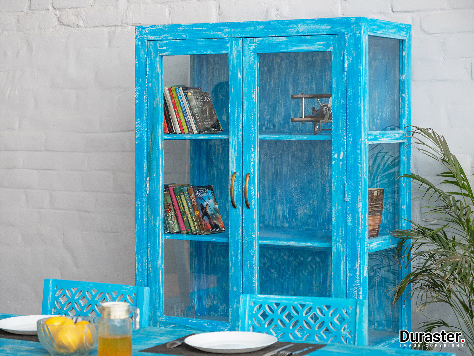 Dudi Furniture Florida Vintage Acacia Wood Display Cabinet