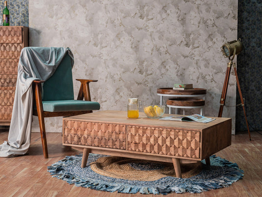 Dudi Furniture Diamond Wooden Coffee Table with Storage