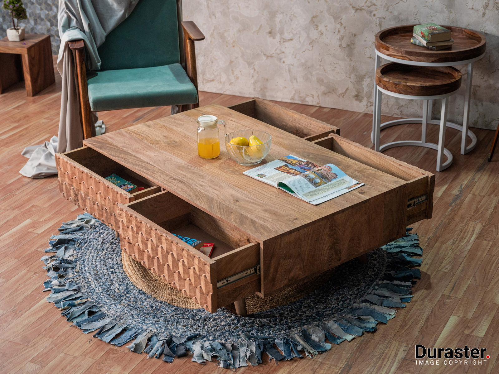 Dudi Furniture Diamond Wooden Coffee Table with Storage