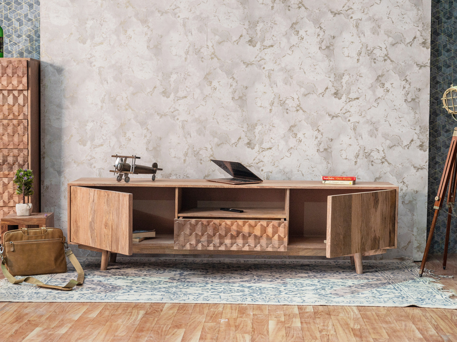 Dudi Furniture Diamond Wooden TV Unit Cabinet
