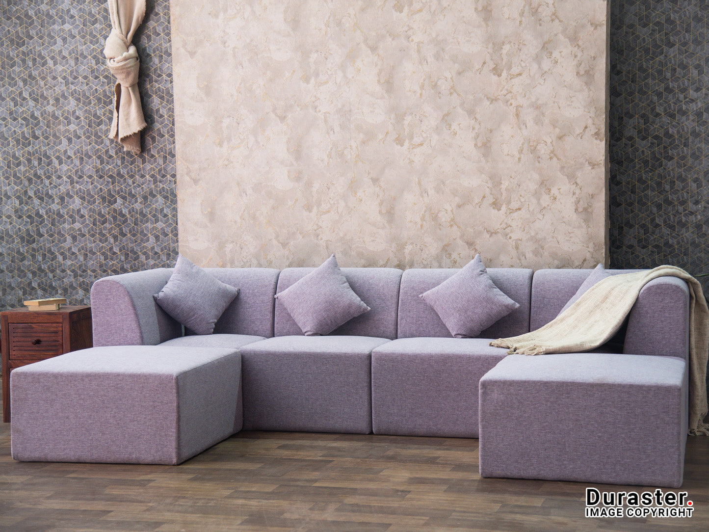 Dudi Furniture Diana U Shaped Sofa Light Grey