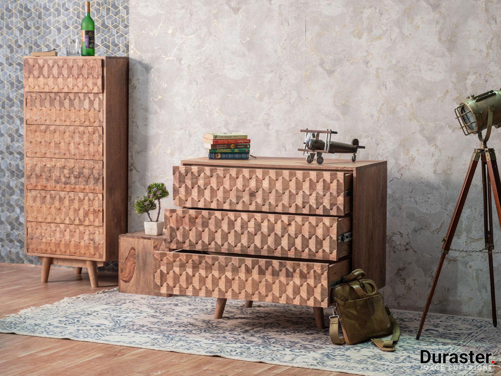Dudi Furniture Diamond Wooden Chest of Drawers