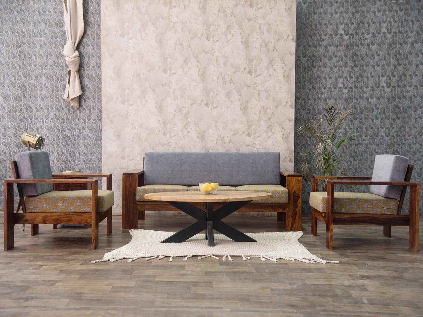 Dudi Furniture Ummed Solid Sheesham Wood 3 Seater Sofa