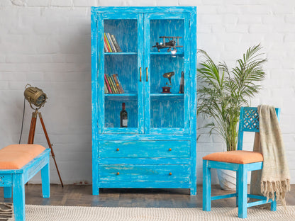 Dudi Furniture Florida Vintage Acacia Wood Display Cabinet