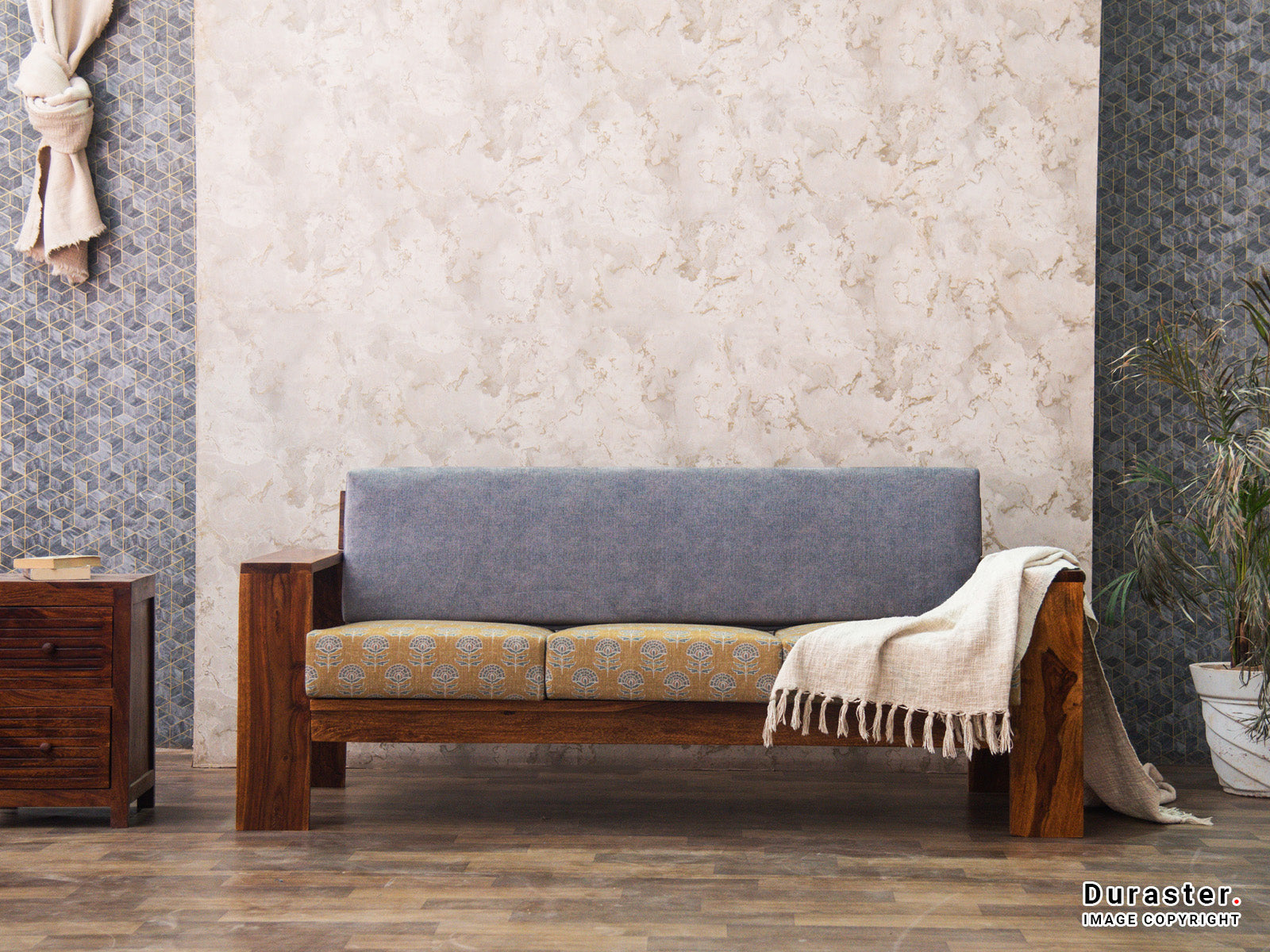 Dudi Furniture Ummed Solid Sheesham Wood 3 Seater Sofa