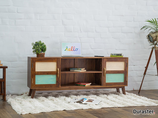 Dudi Furniture Florida Vintage Sheesham Wood TV Unit