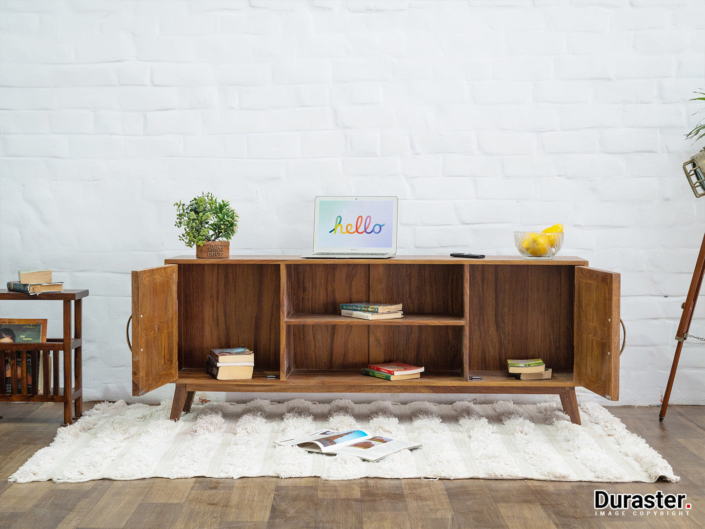 Dudi Furniture Florida Vintage Sheesham Wood TV Unit