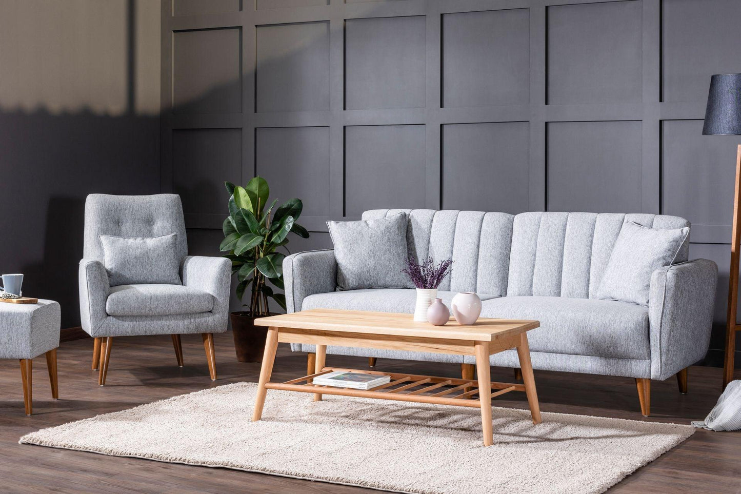 Dudi Furniture Daisy Three Seater Light Grey