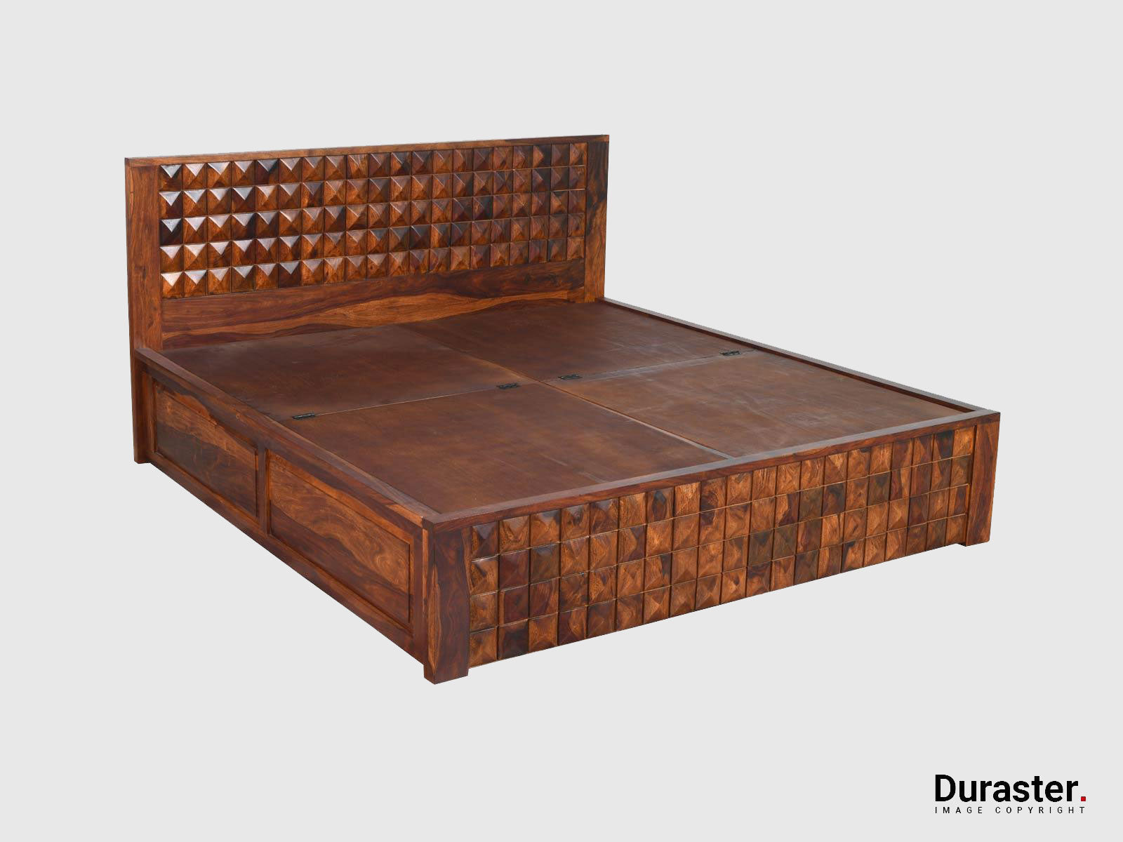 Dudi Furniture Aristocrat Solid Sheesham Wood Storage King Size Bed