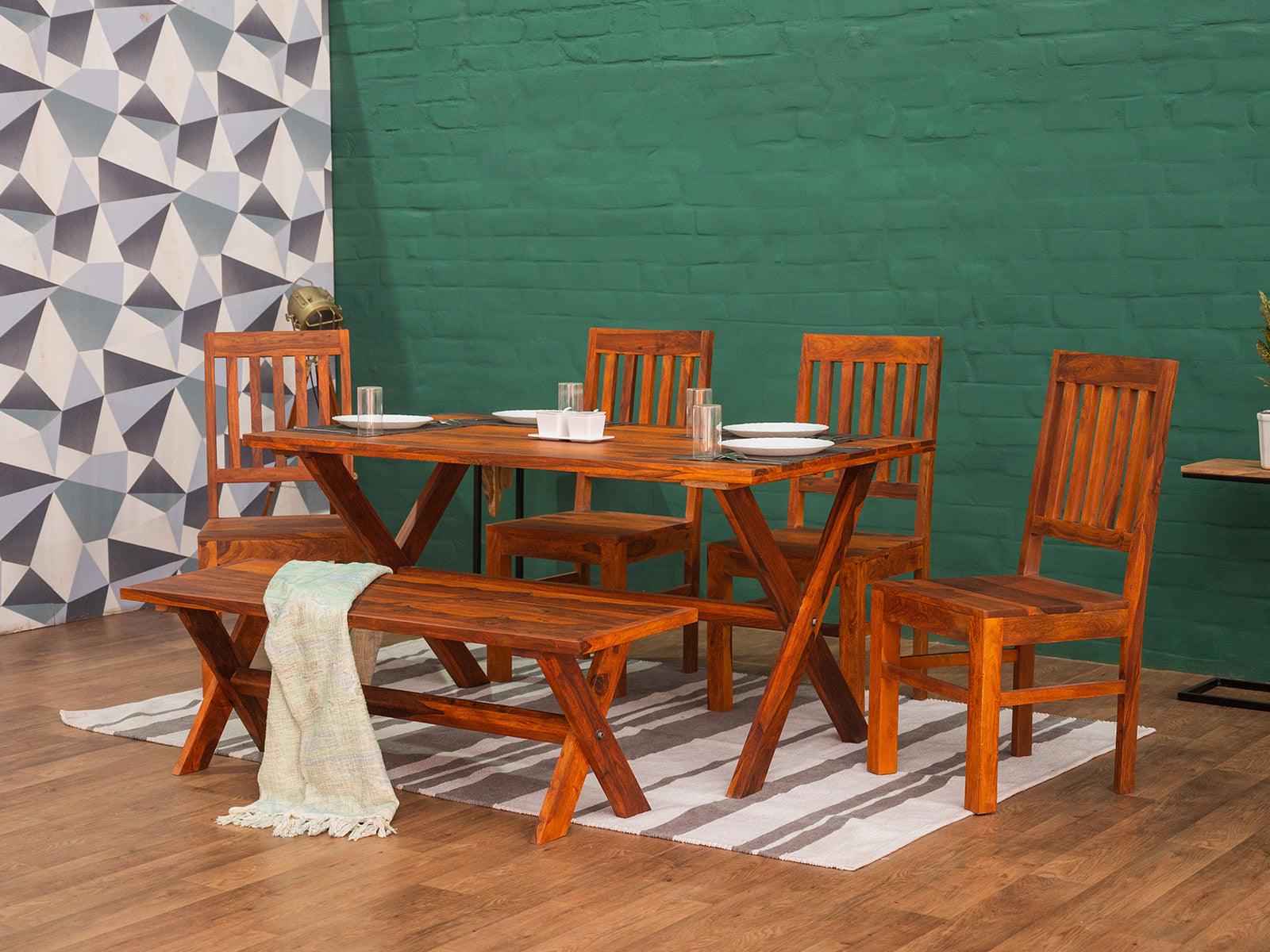 Dudi Furniture Aristocrat Solid Wood Dining Table Set 6 Seater