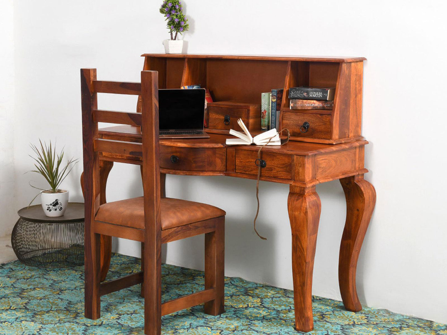 Dudi Furniture Aristocrat Solid Wood Study Table with Storage
