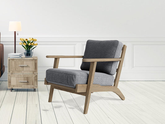 Dudi Furniture Elemantary Solid Wood Fabric Upholstered Chair