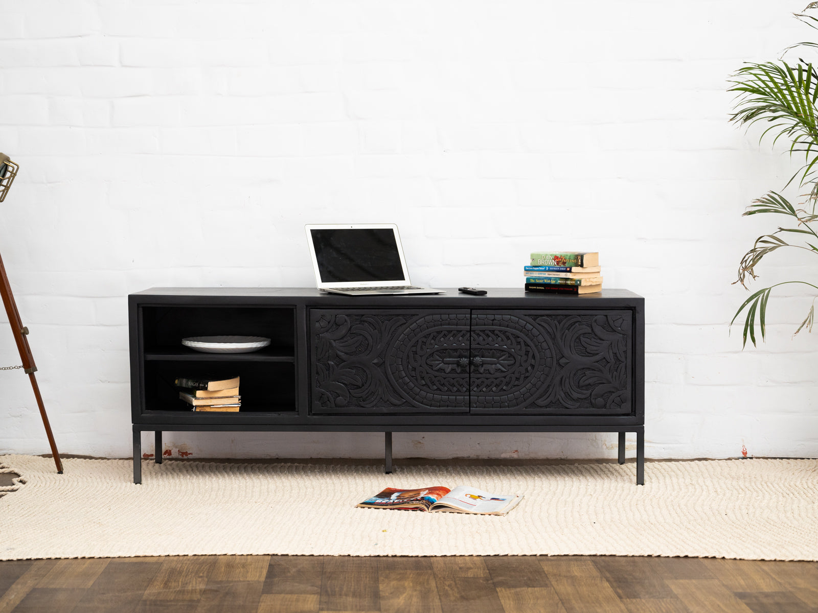 Dudi Furniture Black Marina TV Unit