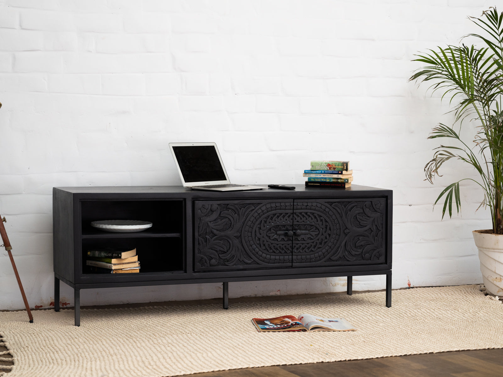 Dudi Furniture Black Marina TV Unit