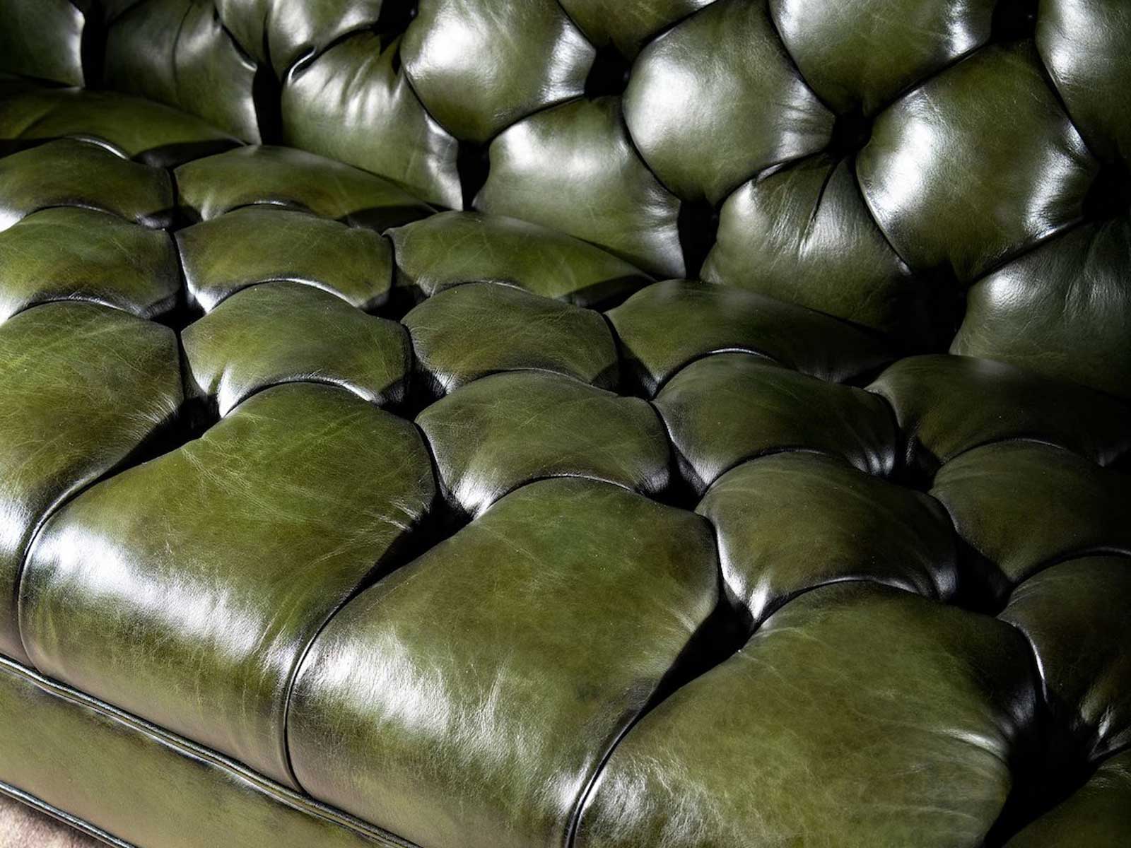 Dudi Furniture Chesterfield Traditional Three Seater Sofa Irish Green