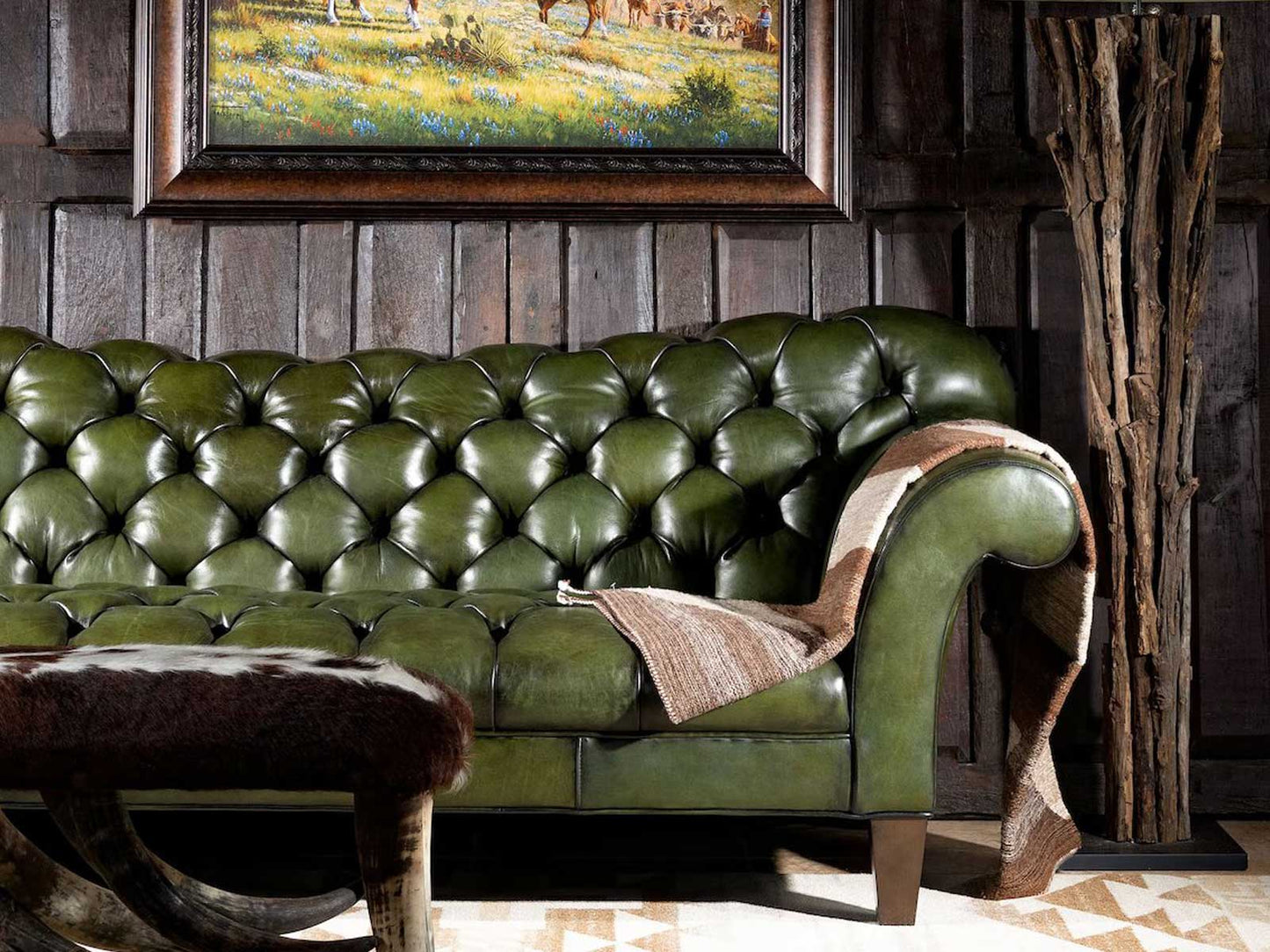Dudi Furniture Chesterfield Traditional Three Seater Sofa Irish Green