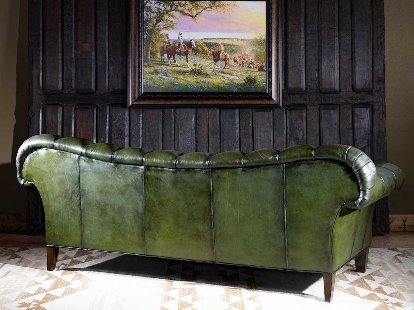 Dudi Furniture Chesterfield Traditional Three Seater Sofa Irish Green