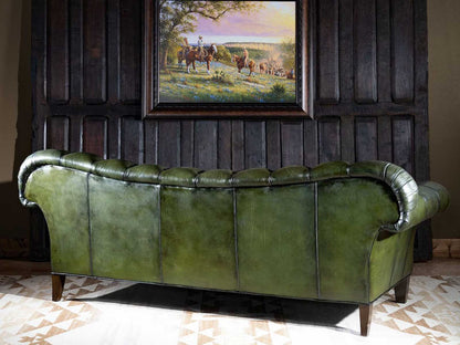Dudi Furniture Chesterfield Traditional Three Seater Sofa Irish Green